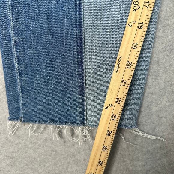 American Eagle Jeans WMNS 16L Blue Vintage Hi-Rise Two Tone Frayed Hem Festival - Picture 11 of 12